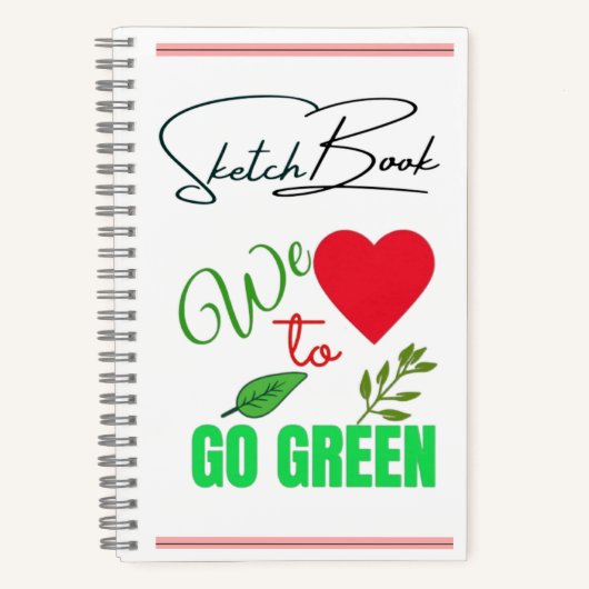 We Love to Go Green Eco-Friendly Sketchbook ノートブック (正面)