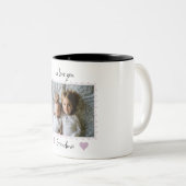 We Love Youおばあちゃんピンクハートカスタム写真 ツートーンマグカップ (正面右)