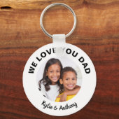 We Love Youパパカスタム写真と名前ホワイト キーホルダー (正面)