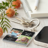 We Love Youパパパーソナライズされた写真ブラック キーホルダー (正面右)