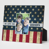 We Love You軍隊グランドパアメリカ国旗の写真 フォトプラーク (側面)