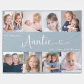 We Love you Auntie Script 8 Photo Modern フリースブランケット (正面(横))
