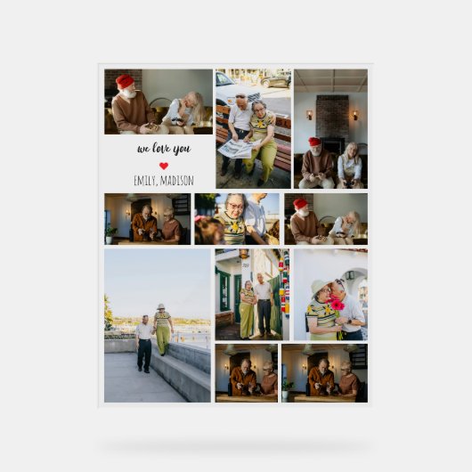 We Love You Custom Family Photo Collage  アクリルサイン (正面)