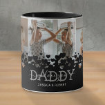 We Love You Daddy 3 Photo Mug マグカップ<br><div class="desc">モダンmag forパパは、子供たちの写真コラージュ、黒いハートデザインモダン、ことわざ"私たちは愛あなたパパ"、子供の名前をフィーチャー。</div>