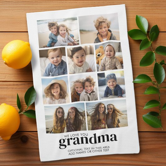 We Love You Granda - 10フォトコラージュ – モダン キッチンタオル