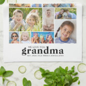 We Love You Grandma 19 Photo Collage Names Modern キッチンタオル (折り畳み)