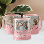We Love You Grandma 3 Photo マグカップ<br><div class="desc">Modern grandmother mug featuring a photo collage of the grandkids,  a cute pink heart design,  the saying "we love you grandma",  and the childrens names.</div>