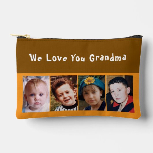 We love you grandma 4 photo brown orange アクセサリーポーチ (正面)