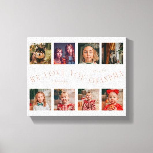 We Love You Grandma | 8 Photo Grid Peach キャンバスプリント (正面)