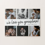 We Love You Grandma Modern 6 Photo Mother's ジグソーパズル<br><div class="desc">A simple yet bold photo Grandparents Day puzzle with 6 photos and we love you grandma editable text.</div>