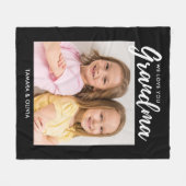We Love You Grandma One Photo Personalized Black フリースブランケット (正面(横))