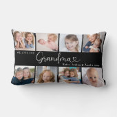 We Love You Grandma Photo Collage Heart Script ランバークッション (裏面)