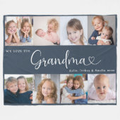 We Love you Grandma Script 8 Photo Modern フリースブランケット (正面(横))