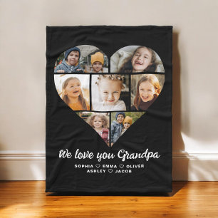We Love You GrandpaハートInstagram写真 フリースブランケット