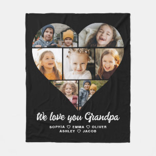 We Love You GrandpaハートInstagram写真 フリースブランケット