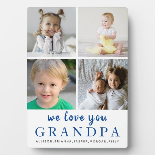 We Love You Grandpa|フォトコラージュ|ホワイトブルー フォトプラーク (正面)