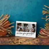 We Love You Grandpa モダン 3 Photo Father's Day フォトプラーク (側面)