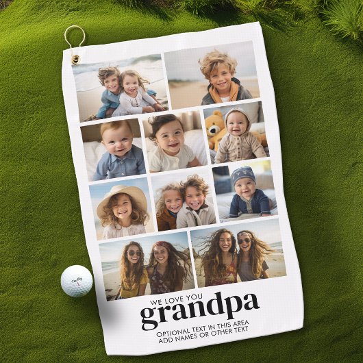 We Love You Grandpa - 10フォトコラージュ – モダン ゴルフタオル