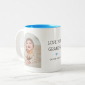 We Love You Grandpa 2 Photo Arch & Name 11 oz ツートーンマグカップ (正面左)