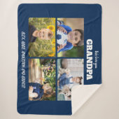 We Love You Grandpa 4 Photo Navy Blue シェルパブランケット (正面)