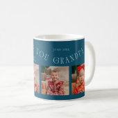 We Love You Grandpa 4-Photo Teal コーヒーマグカップ (正面右)