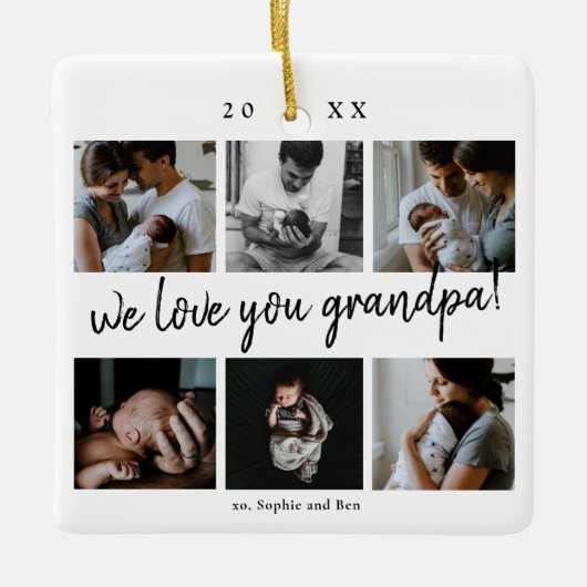We Love You Grandpa 6モダン Photo祖父様 セラミックオーナメント (正面)