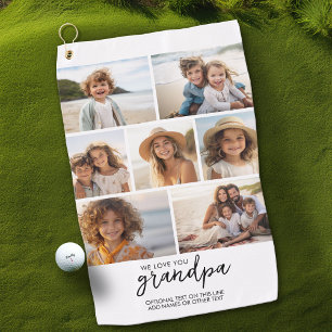 We Love You Grandpa - 7フォトコラージュ – モダン ゴルフタオル