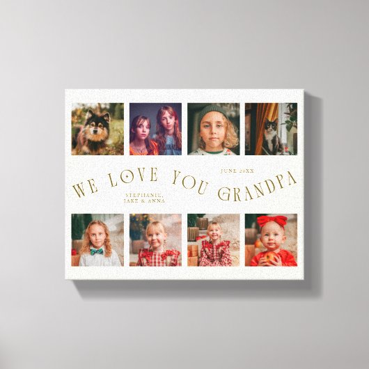 We Love You Grandpa | 8 Photo Grid Cream キャンバスプリント (正面)