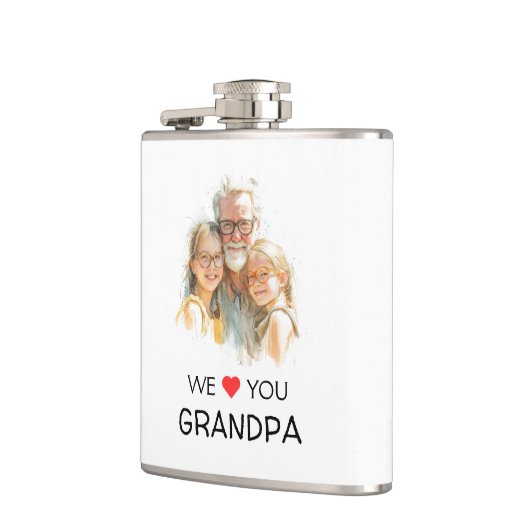 We Love You Grandpa Flask | Personalized Photo フラスク (左)