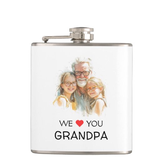 We Love You Grandpa Flask | Personalized Photo フラスク (正面)