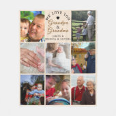 We Love You Grandpa & Grandma – Custom 8-Photo フリースブランケット (正面)