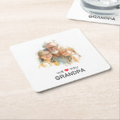 We Love You Grandpa Paper Coaster | Custom Photo スクエアペーパーコースター (アングル)