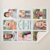 We Love You Grandpa Photo Collage (Blue Bkg) シェルパブランケット (正面(横))