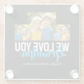 WE LOVE YOU Grandpa Photo Collage Blue Script ガラスコースター (裏面)