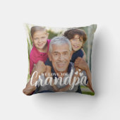 We Love You Grandpa Photo Hearts Script クッション (正面)