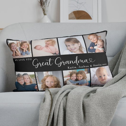 We Love You Great Grandma Photo Collage Heart ランバークッション