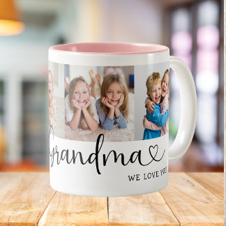 We Love you Great Grandma Script 4 Photo Modern コーヒーマグカップ