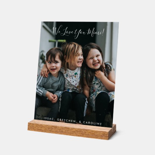 We Love You Mimi家族カスタム写真の表示名 アクリルサイン (傾斜)