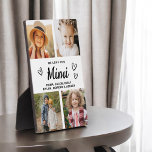 We Love You Mimi Family モダン Photo Collage フォトプラーク<br><div class="desc">The Mimi We Love Youハートコラージュモダンプラークは、あなたの祖母への愛を示すパーソナライズされた感動と贈り物である。美しくデザインされたプラークは、ハート型の写真コラージュを備え、家族の写真をレイアウトで追加できお気に入りのるこモダンとができるスタイリッシュ。心のこもった「We Love You,  Mimi」というメッセージが目立って表示され、誕生日や母の日など特別な行事に最適な記念として飾られている。永遠の思い出を生み出して、この一種類のフォトコラージュのプラークとあなたの絆を。</div>