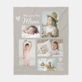 We Love You Mimi Grandkids Photo Collage Keepsake フリースブランケット