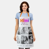 We Love You Mimi Rainbow カラフル 6 Photo Collage エプロン (着用した状態)