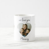 We Love You Mom – 写真カスタムハートマグカップ コーヒーマグカップ (中央)