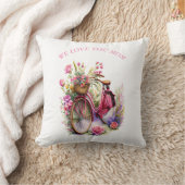 We Love You Mom Bicycle Pretty Flowers Add Photo クッション (ブランケット)