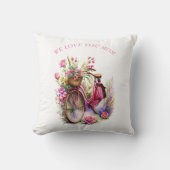 We Love You Mom Bicycle Pretty Flowers Add Photo クッション (正面)