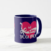 We Love You Mom Dark Blue Typographic Duo Mug マグカップ (正面右)