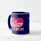 We Love You Mom Dark Blue Typographic Duo Mug マグカップ (正面左)