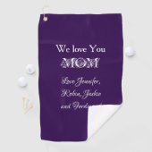 'We Love You Mom' from...Elegant Script Purple ゴルフタオル (インサイチュ)