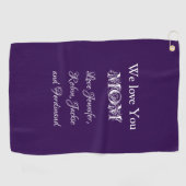 'We Love You Mom' from...Elegant Script Purple ゴルフタオル (横)
