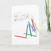 We Love You Mom Hand-Drawn Crayon Art カード (正面)