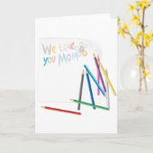 We Love You Mom Hand-Drawn Crayon Art カード (黄色い花)
